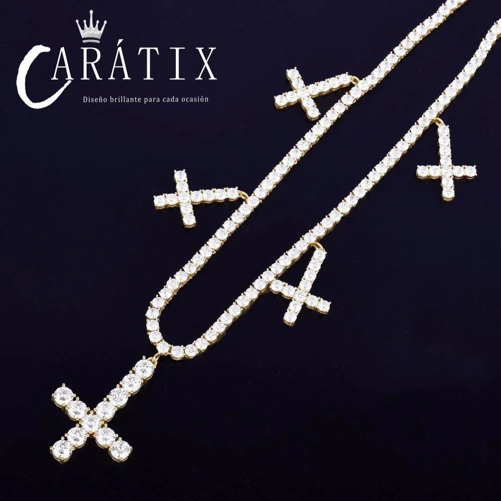 Zircon Cross Pendant Necklace – Golden Hip Hop Chain Jewelry - CaratixJewelry